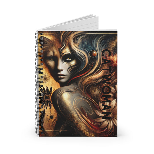 Cat Woman Spiral Notebook - Ruled Lines, Artistic Journal, Gift for Writers, Unique Sketchbook, Cat-Themed Stationery, Creativity Boost