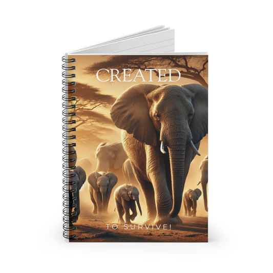 Elephant-Themed Spiral Notebook - Motivational "Created to Survive" Design, Daily Planner, Gift for Nature Lovers, Journal, [...]