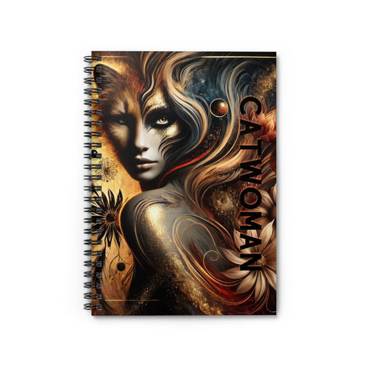 Cat Woman Spiral Notebook - Ruled Lines, Artistic Journal, Gift for Writers, Unique Sketchbook, Cat-Themed Stationery, Creativity Boost